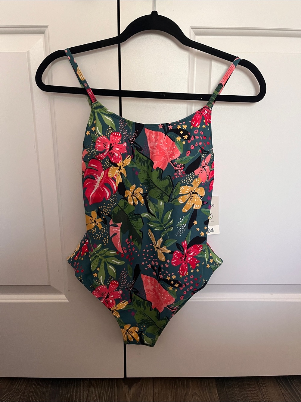 George Green Tropical Floral One-Piece Swimsuit with Pink & Yellow Accents